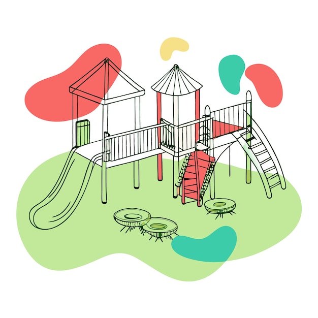 Vector a playground structure with slides stairs and seating areas