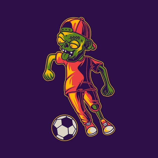   playing ball in a zigzag dribble position zombie illustration