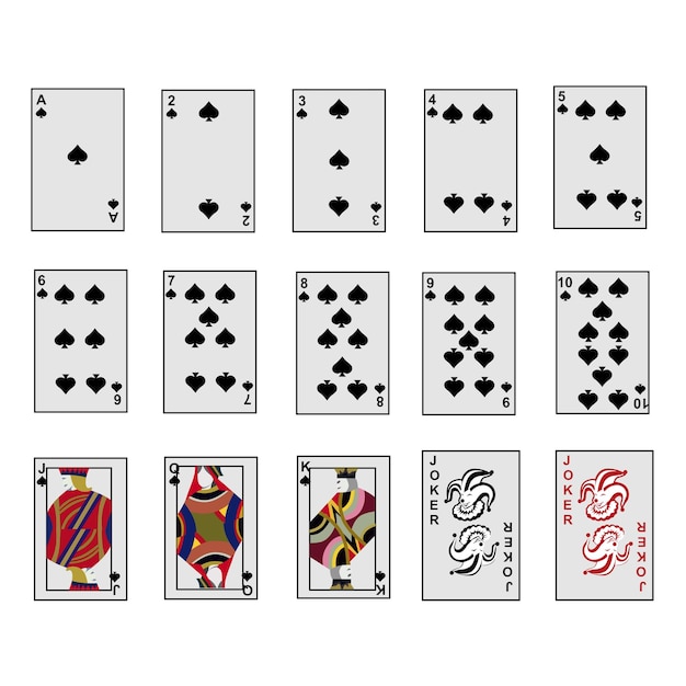 playing card vector set design with black spade symbol