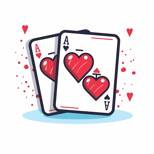 Vector playing cards ace of hearts set