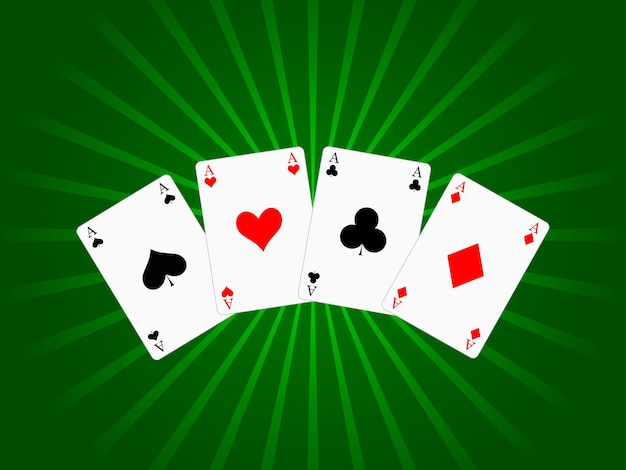 Vector playing cards on a green background