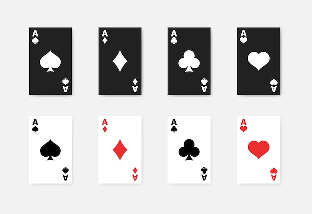 Vector playing cards set icons flat and silhouette style vector icons