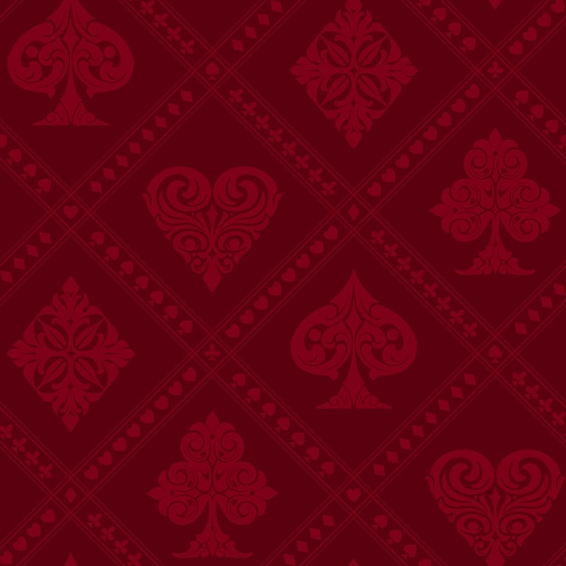 Playing cards suits vintage seamless pattern