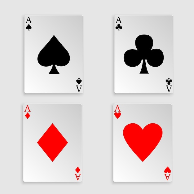 Playing cards over white. Four aces poker hand.