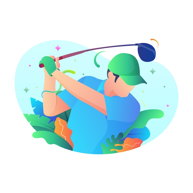 Playing golf,  illustration concept