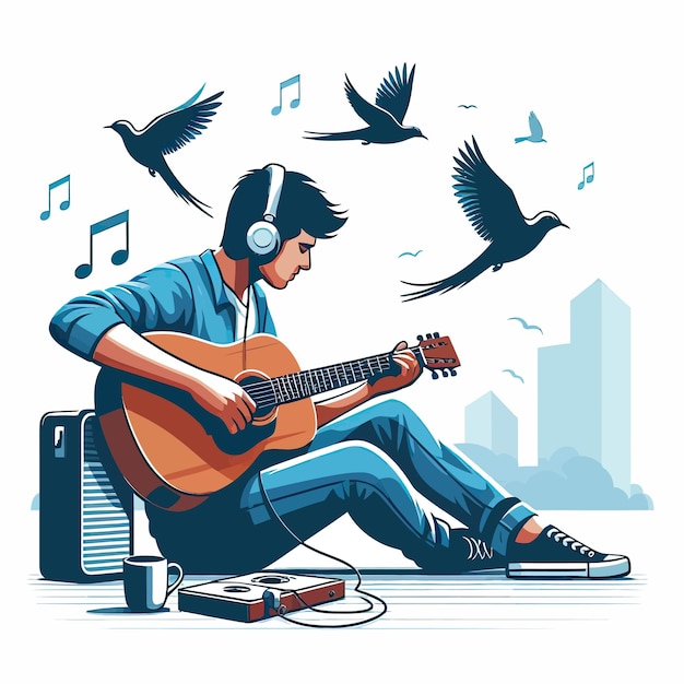 Vector playing guitar