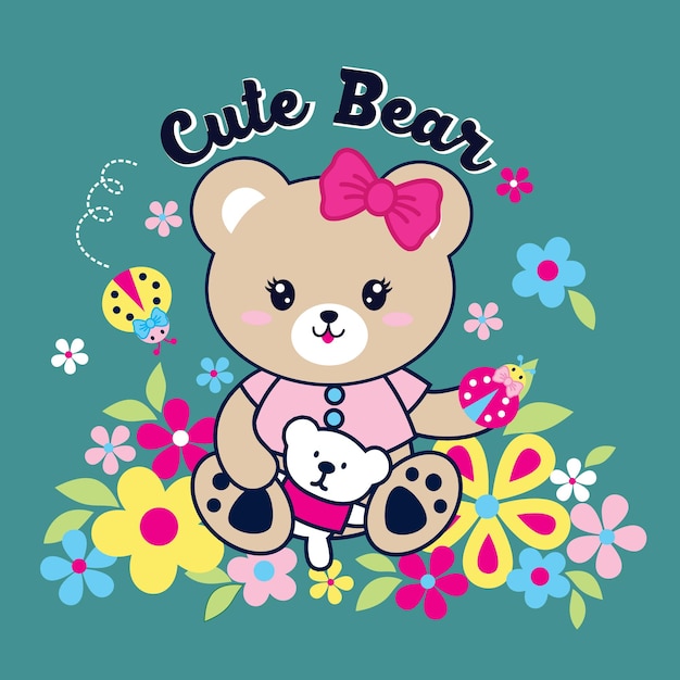 playing happy cute bear vector