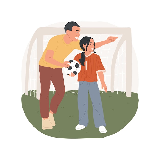 Playing soccer together isolated cartoon vector illustration