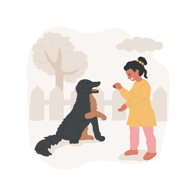 Playing with a dog isolated cartoon vector illustrations