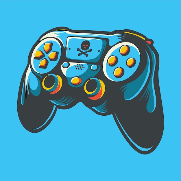 Playstation stick controller art illustration