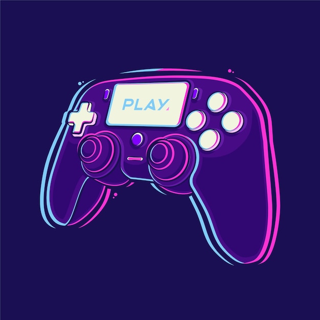 Playstation stick controller cartoon illustration Premium Vector