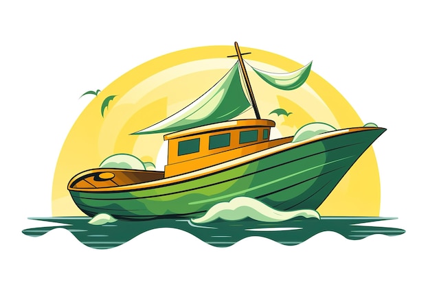 Pleasure fishing boat Isolated on white background vector illustration