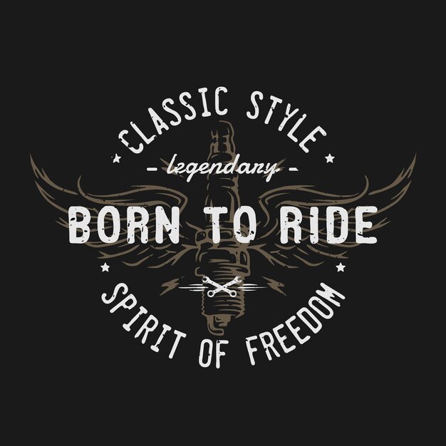 Vector plug and wings the spirit of freedom emblem tshirt design