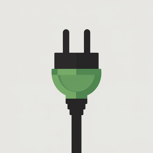 Vector a plug with two pins predominantly in green and black colors