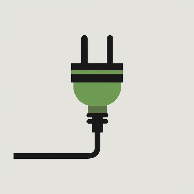 Vector a plug with two pins predominantly in green and black colors