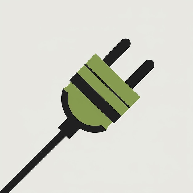 Vector a plug with two pins predominantly in green and black colors