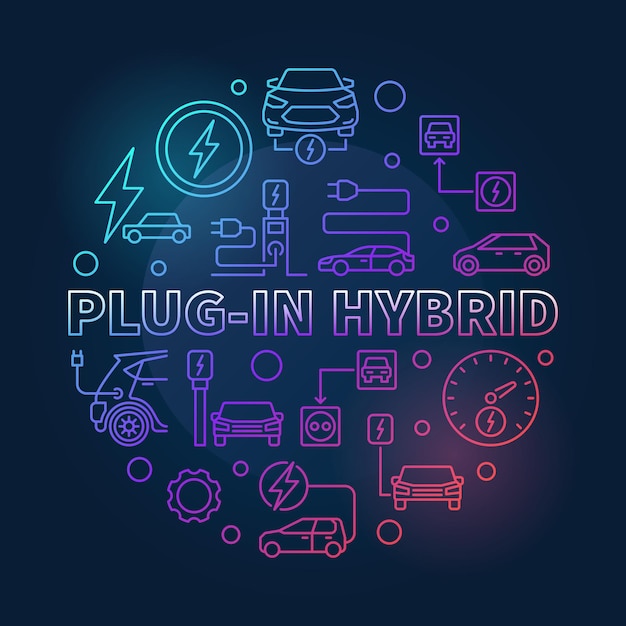 Plugin Hybrid round vector colored illustration in thin line style