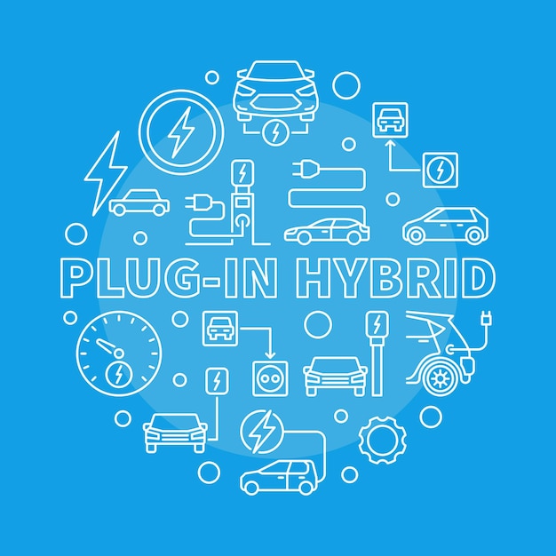 Plugin Hybrid round vector illustration in thin line style