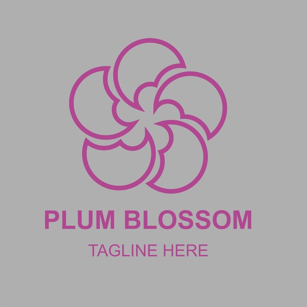 Plum Blossom line art badge logo icon template vector ilustration design Company emblem logo concep