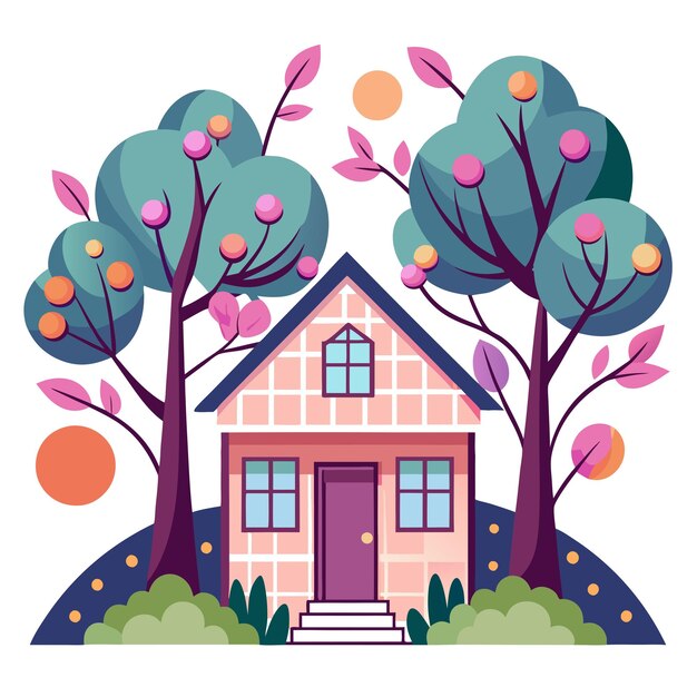 Vector plum house clip art and vector design with a white background