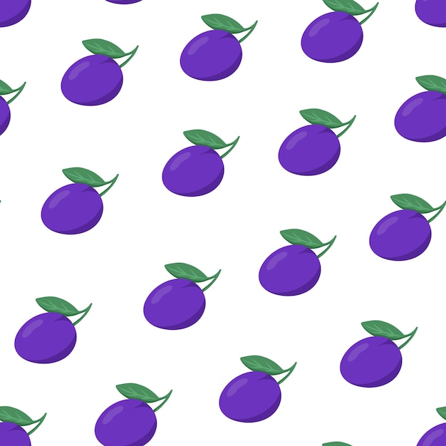 Plum seamless pattern Hand drawn illustration