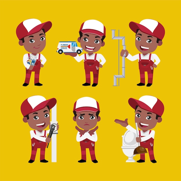 Vector plumber character with different poses