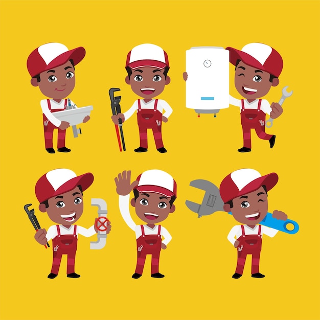 Plumber character with different poses