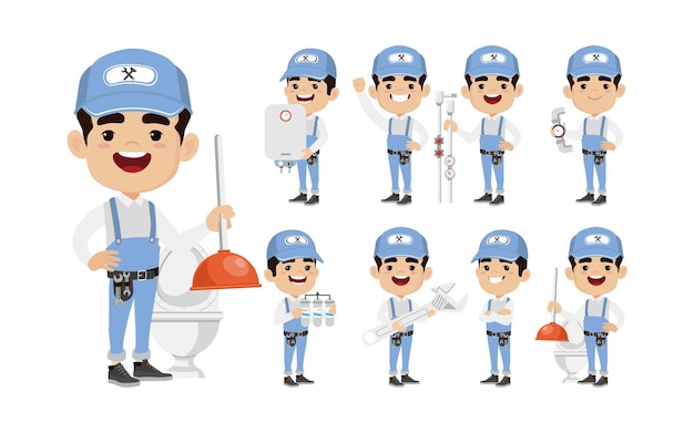 Plumber character with different poses
