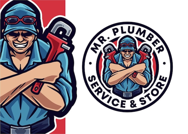 Plumber Mascot Logo Illustration