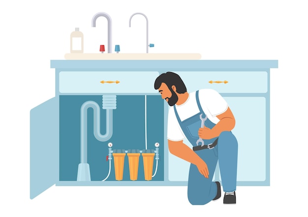 Plumber repair or install water filter system