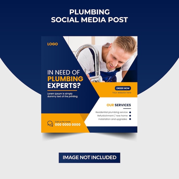 Plumber social media post banner template Premium Vector Plumbing service social media post design