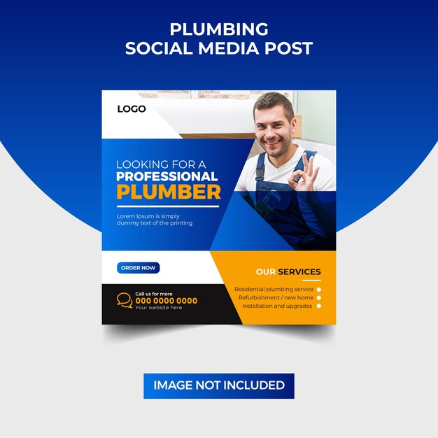 Vector plumber social media post banner template premium vector plumbing service social media post design