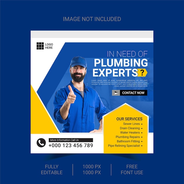 Plumber Social Media Post Template Design