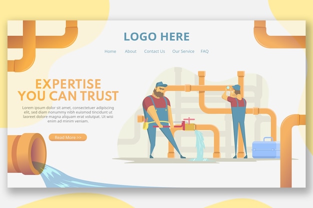 Vector plumbers landing page template