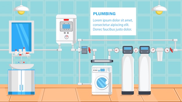 Plumbing flat design vector illustration.