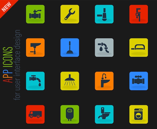 Plumbing service icon set