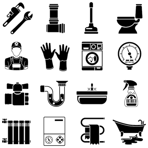 Plumbing Service Icons Set