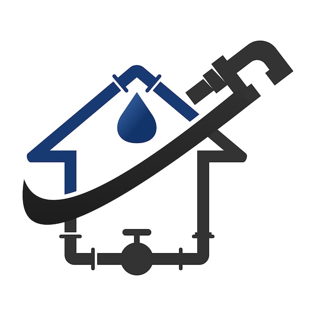 Plumbing service logo with house and water drop Icon Illustration Brand Identity