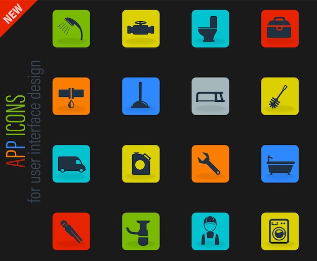 Plumbing service simply icons