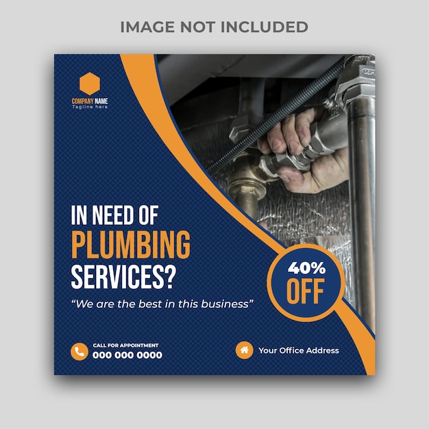 Vector plumbing service social media and instagram post template