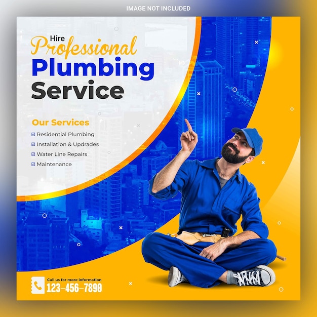 Plumbing service social media post template design Plumbing service promotion banner