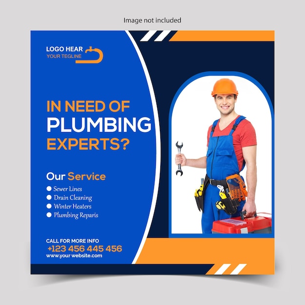 Vector plumbing service social media post template