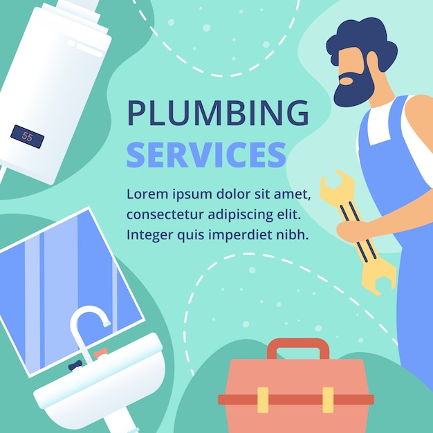 Plumbing Services Flat Vector Ad Banner Template