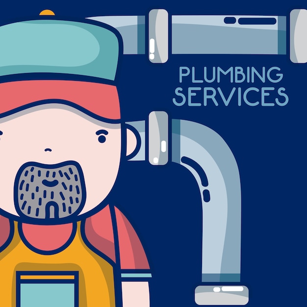 Plumbling service concept plumber cartoon 