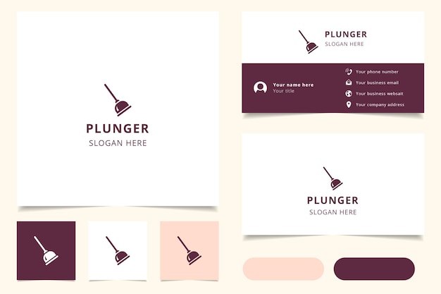 Plunger logo design with editable slogan branding book and