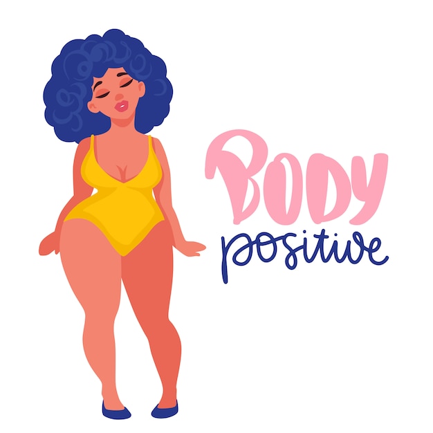 Plus size Woman dressed in swimsuits. Body positive.