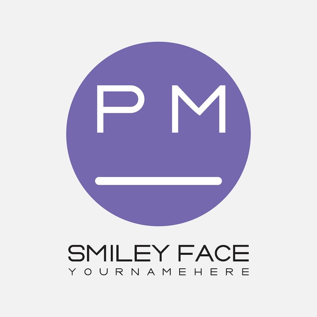 PM initial monogram for Smiley face logo with circle style design