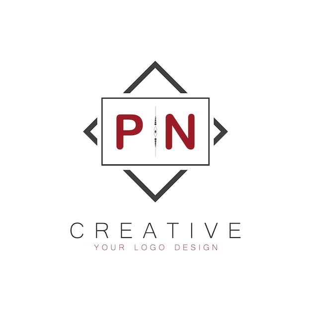 PN initial monogram logo with creative square style design