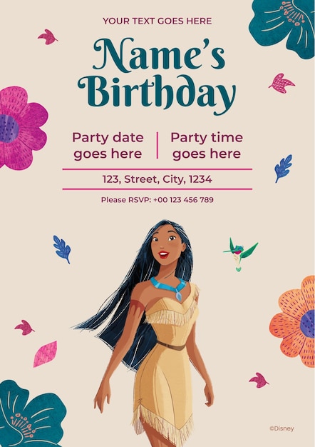 Pocahontas Birthday Invitation