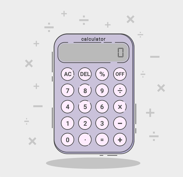 Pocket calculator flat style purple color